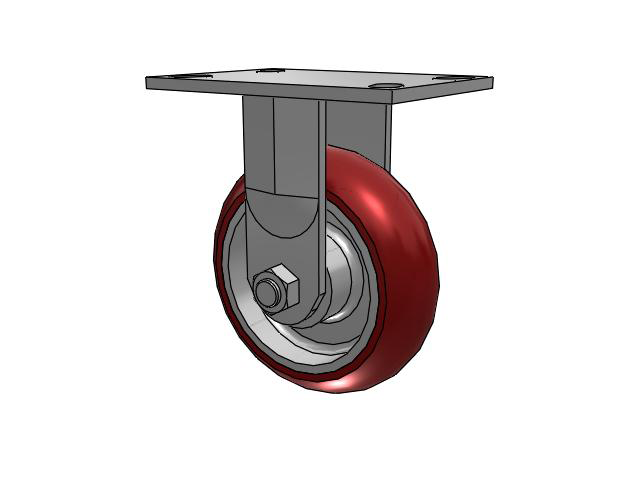 62 Series Top Plate Rigid Caster with 6 x 2 Maroon Tread on Aluminum Core AX - Round Polyurethane (Aluminum Core) Wheel