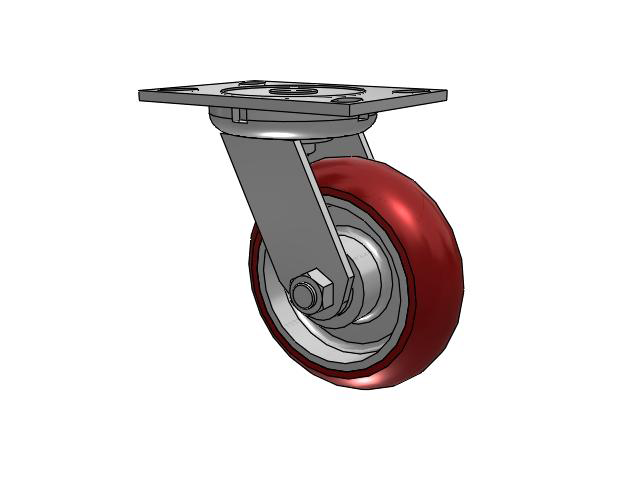 62 Series Top Plate Swivel Caster with 6 x 2 Maroon Tread on Aluminum Core AX - Round Polyurethane (Aluminum Core) Wheel