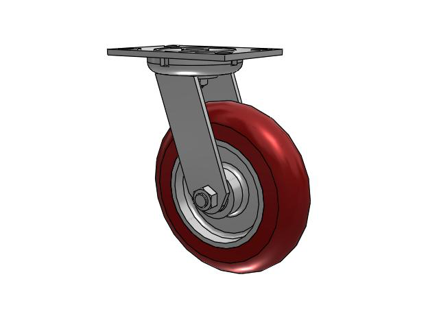 62 Series Top Plate Swivel Caster with 8 x 2 Maroon Tread on Aluminum Core AX - Round Polyurethane (Aluminum Core) Wheel