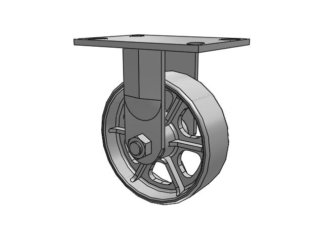 62 Series Top Plate Rigid Caster with 6 x 2 Grey Enamel CA - Cast Iron Wheel