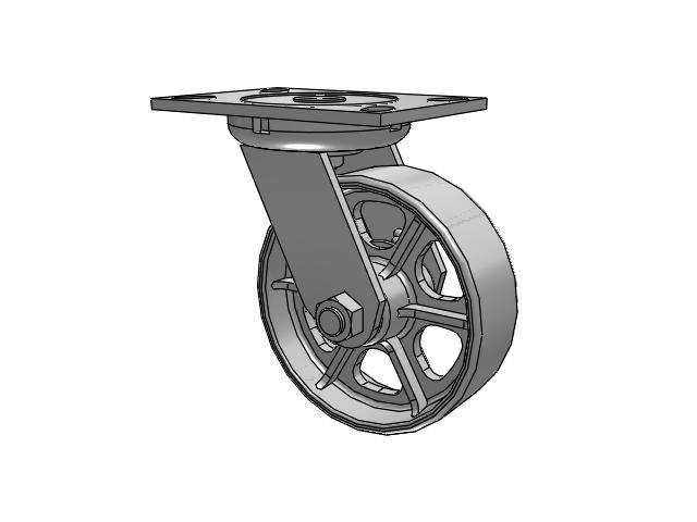 62 Series Top Plate Swivel Caster with 6 x 2 Grey Enamel CA - Cast Iron Wheel