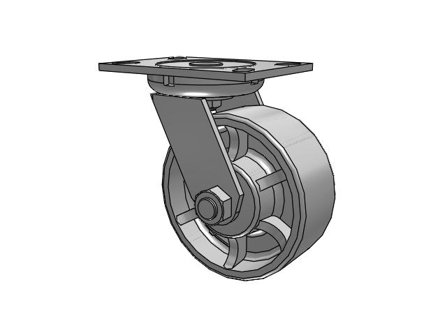 62 Series Top Plate Swivel Caster with 6 x 2.5 Grey Enamel CA - Cast Iron Wheel