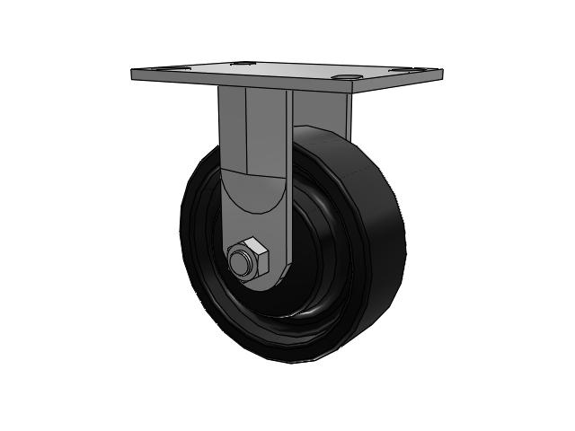 62 Series Top Plate Rigid Caster with 6 x 2 Black Paint FM - Ductile Iron Flat Tread Wheel