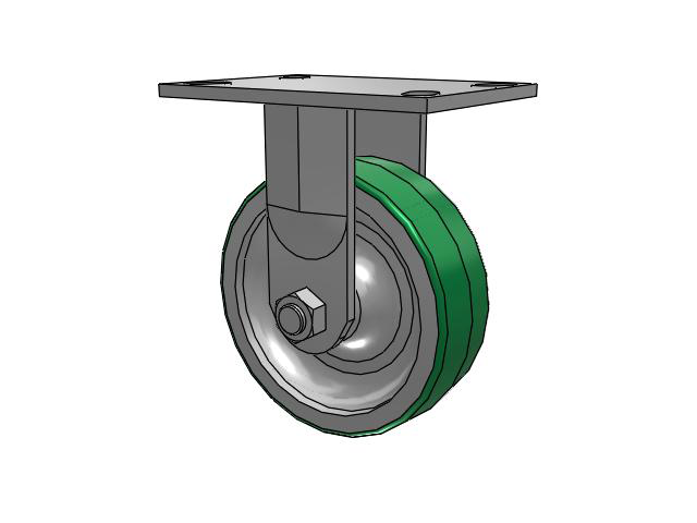 62 Series Top Plate Rigid Caster with 6 x 2 Green Tread on Aluminum Core PD - Polyurethane (Aluminum Core) Wheel