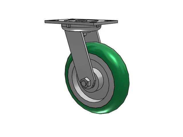 62 Series Top Plate Swivel Caster with 8 x 2 Green Tread on Aluminum Core PM - Round Polyurethane (Aluminum Core) Wheel