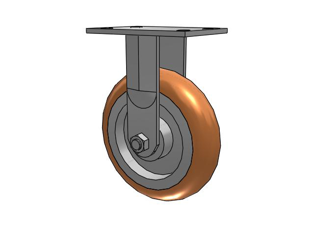 62 Series Top Plate Rigid Caster with 8 x 2 Green Tread on Aluminum Core PM - Round Polyurethane (Aluminum Core) Wheel