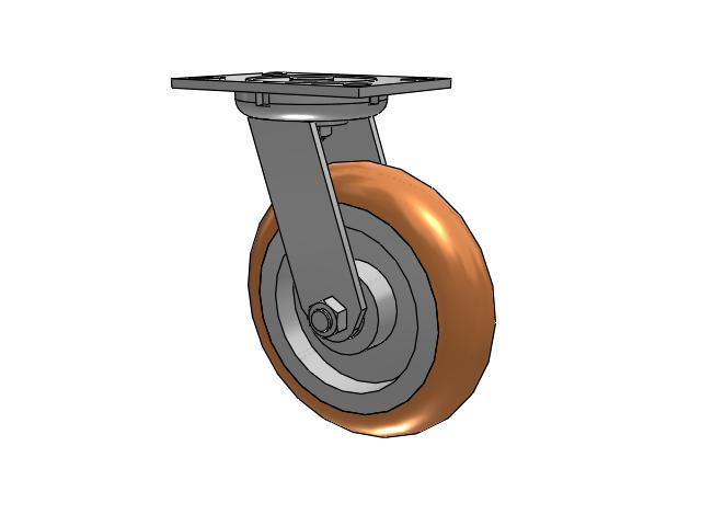 62 Series Top Plate Swivel Caster with 8 x 2 Green Tread on Aluminum Core PM - Round Polyurethane (Aluminum Core) Wheel