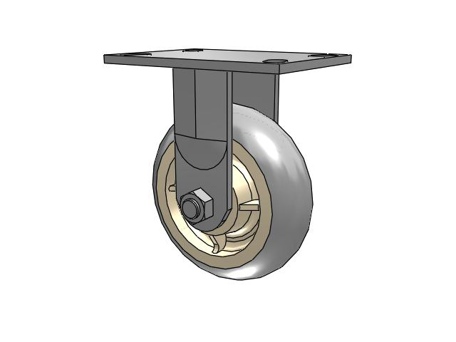 62 Series Top Plate Rigid Caster with 6 x 2 Grey Tread on Grey Core XR - X-tra Soft Rubber (Round) - Prevenz Antimicrobial Wheel