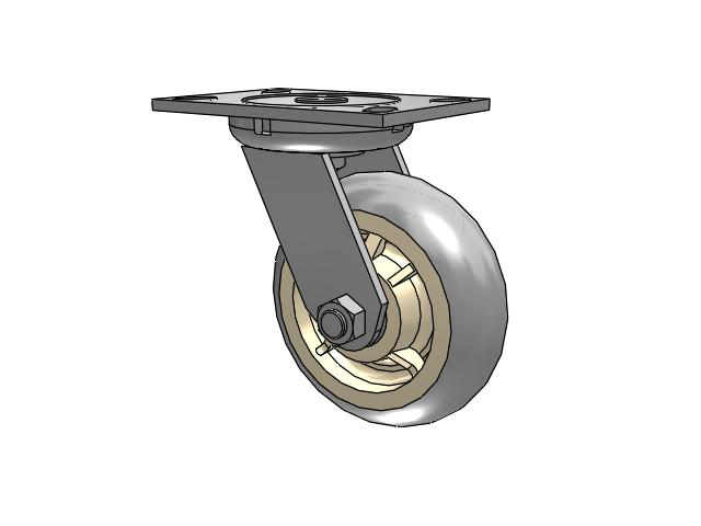 62 Series Top Plate Swivel Caster with 6 x 2 Grey Tread on Grey Core XR - X-tra Soft Rubber (Round) - Prevenz Antimicrobial Wheel