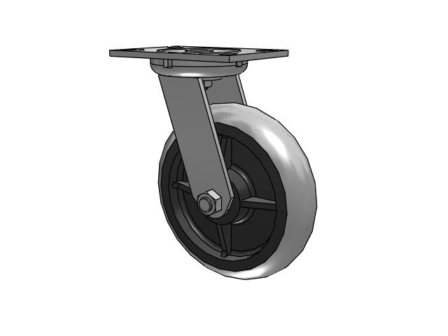 62 Series Top Plate Swivel Caster with 8 x 2 Grey Tread on Grey Core XP - X-treme Plus Solid Polyurethane Wheel