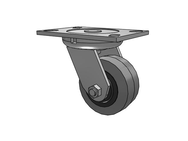 62 Series Top Plate Swivel Caster with 4 x 2 Grey Tread on Grey Core XS - Performa X-tra Soft Rubber (Flat) - Prevenz Antimicrobial Wheel