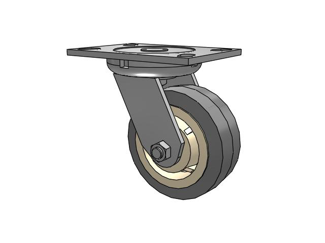 62 Series Top Plate Swivel Caster with 5 x 2 Grey Tread on Grey Core XS - X-tra Soft Rubber (Flat) - Prevenz Antimicrobial Wheel