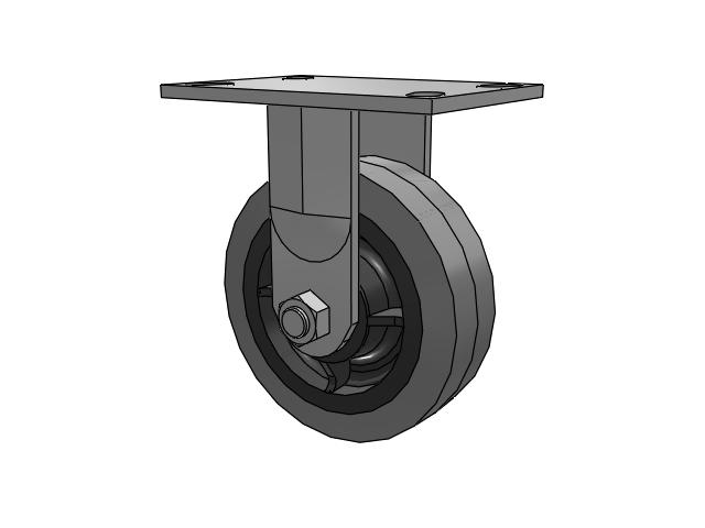 62 Series Top Plate Rigid Caster with 6 x 2 Grey Tread on Grey Core XS - Performa X-tra Soft Rubber (Flat) - Prevenz Antimicrobial Wheel