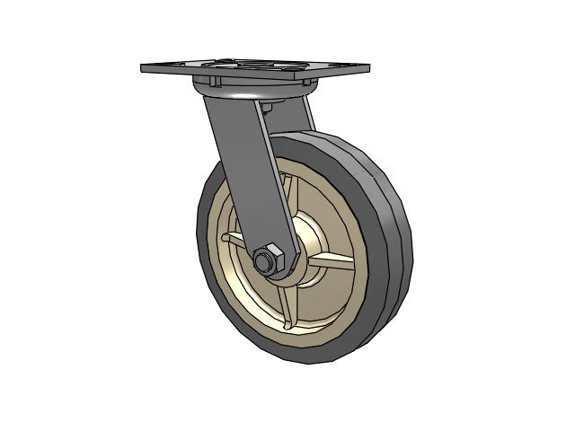 62 Series Top Plate Swivel Caster with 8 x 2 Grey Tread on Grey Core XS - X-tra Soft Rubber (Flat) - Prevenz Antimicrobial Wheel