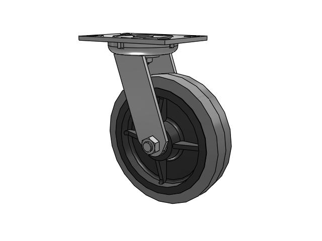 62 Series Top Plate Swivel Caster with 8 x 2 Grey Tread on Grey Core XS - Performa X-tra Soft Rubber (Flat) - Prevenz Antimicrobial Wheel