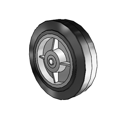 Performa Rubber Flat Black Tread Polyolefin 12 x 3 Wheel with Roller Bearing