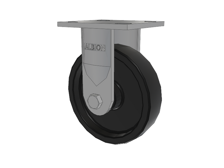 16 Series Top Plate Rigid Caster with 6 x 1.5 Black Polypropylene PB - Polypropylene Wheel