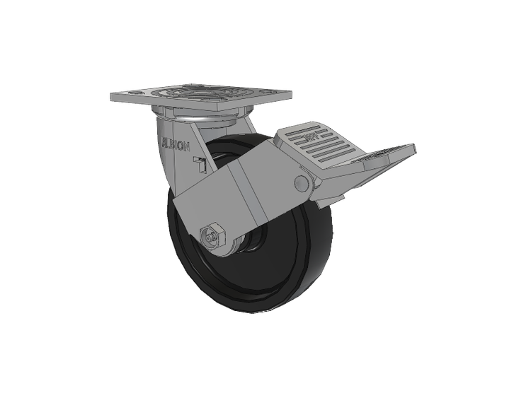 16 Series Top Plate Swivel Caster with 6 x 1.5 Black Polypropylene PB - Polypropylene Wheel and Face Brake