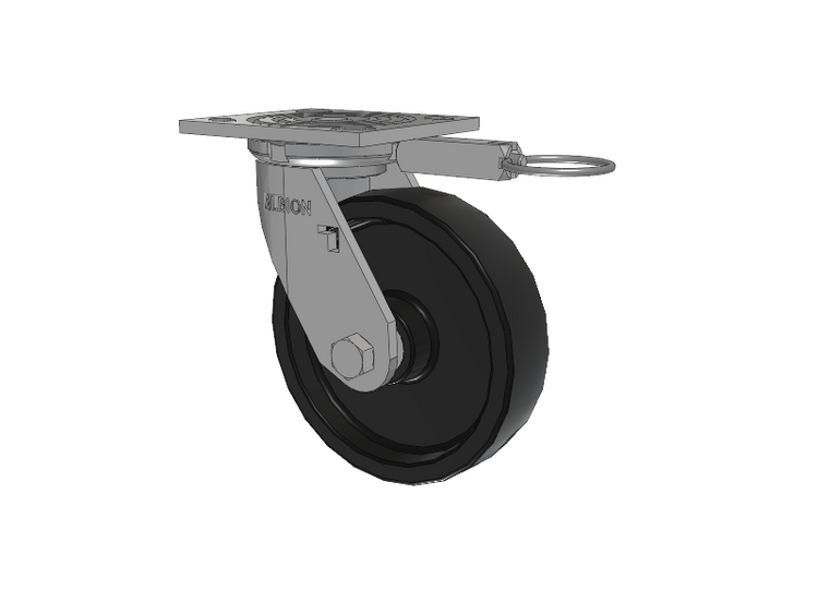 16 Series Top Plate Swivel Caster with 6 x 1.5 Black Polypropylene PB - Polypropylene Wheel