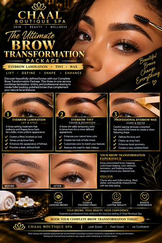 EYEBROW LAMINATION, TINT, WAX FULL PACKAGE