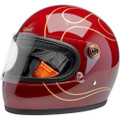 BILTWELL Gringo S Flames Helmet - Garnet Red