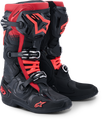 ALPINESTARS 2026 Tech 10 Boots in Black and Red color combination, high-quality motorcycle riding boots.