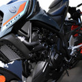 SHOGUN frame sliders in black, part of SHOGUN frame sliders for motorcycles, displayed on bike.
