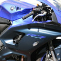 SHOGUN frame sliders, black Yamaha motorcycle parts, SHOGUN brand sliders for Yamaha bikes.