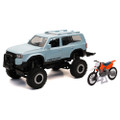 NEW-RAY 1:18 SCALE TRUCK/RACE BIKE LAND CRUISER/ORANGE RACE BIKE