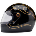 BILTWELL Gringo S Flames Helmet - Gloss Black