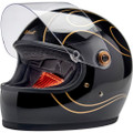 BILTWELL Gringo S Flames Helmet - Gloss Black