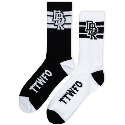 DBK STACKED SOCKS 2 PACK BLACK AND WHITE