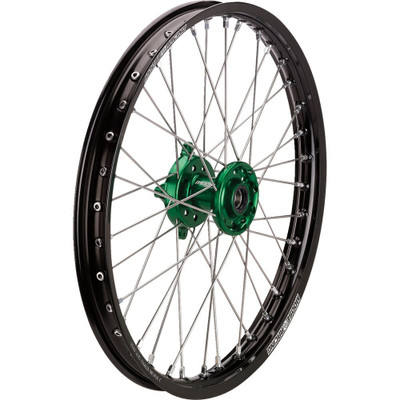 MOOSE OFFROAD SX-1 Complete Wheel - Black Wheel/Green Hub 21x1.6 - Kawasaki KX