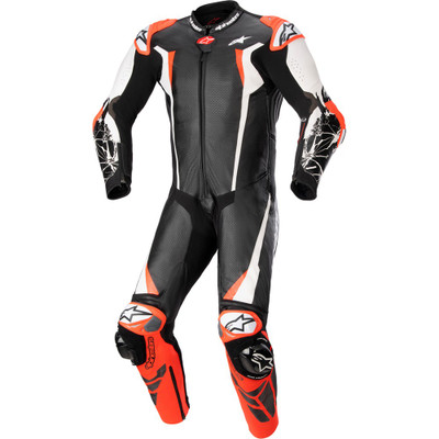ALPINESTARS Racing Absolute v2 1-Piece Leather Suit - Black/White/Red Fluo