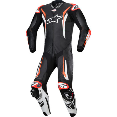 ALPINESTARS GP Tech v5 1-Piece Leather Suit - Black/White/Red Fluo ALPINESTARS GP Tech v5 1-Piece Leather Suit - Black/White/Red Fluo