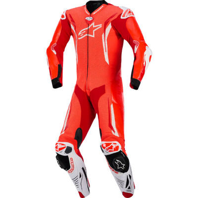 ALPINESTARS GP Tech v5 1-Piece Leather Suit - Red Fluo/Bright Red/White