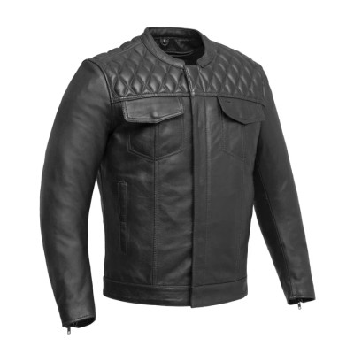 First MFG Co Cinder Men's Cafe Style Leather Jacket First MFG Co Cinder Men's Cafe Style Leather Jacket