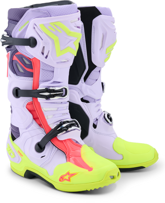 ALPINESTARS 2026 Tech 10 Supervented Boots - Purple/Yellow/Pink ALPINESTARS 2026 Tech 10 Supervented Boots - Purple/Yellow/Pink