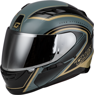 GMAX FF-98 Aftershock Helmet - Grey/Metallic Gold