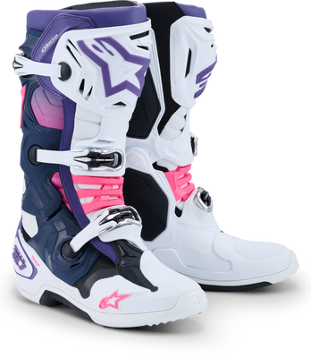 ALPINESTARS Tech 10 Boots - Wht/Violet/Nvy Bl/Pnk Fl