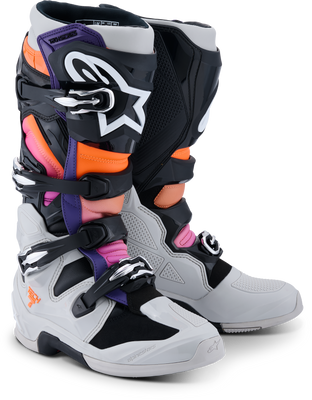 ALPINESTARS MX Tech 7 Boots - Blk/Lght Gry/Orng Fl/Magnta 