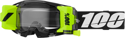 100-PERCENT Armatic Forest Goggle with impact resistant lens, neon green frame, and black lens.