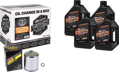 MAXIMA V-TWIN Oil Change Kit EVO Mineral - Chrome Filter