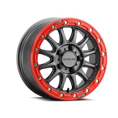 RACELINE ALPHA GUNMETAL W/RED RING 15X7 5X114.3 +25