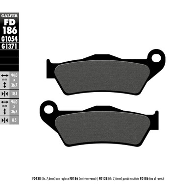 GALFER BRAKE PADS SEMI METALLIC FD186G1054