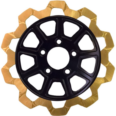 LYNDALL BRAKES 9 SPOKE ROTOR REAR BLK/GOLD BOW TIE 11.5" 5MM 4202-2133