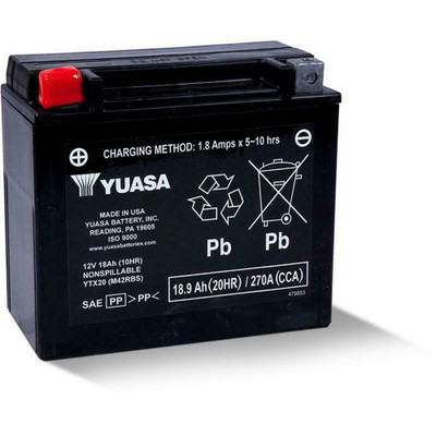 YUASA BATTERY YTX20 SEALED FACTORY ACTIVATED YUAM42RBS