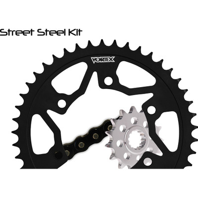 VORTEX SPROCKET/CHAIN KIT STL/STL 15/43T SIL RX3 520-114L BLK CK6144