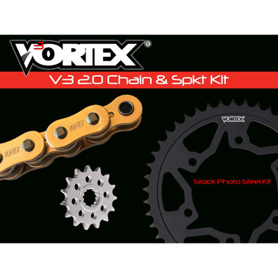 VORTEX SPROCKET/CHAIN KIT STL/STL 16/43T SIL SX3 525-114L GLD CKG6459
