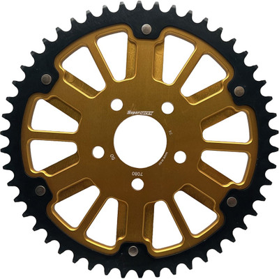 SUPERSPROX STEALTH 53T REAR SPROCKET GLD ALUM CAR BLK STEEL TEETH RST-7080:53-GLD